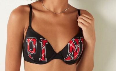 Pink lightly lined bra