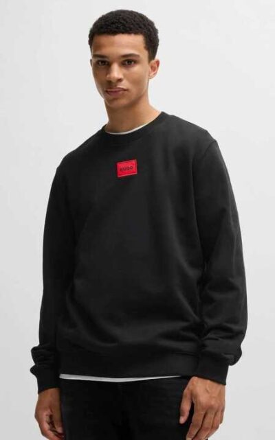 Hugo Regular Fit Cotton Fleece Sweatshirt with Logo Label