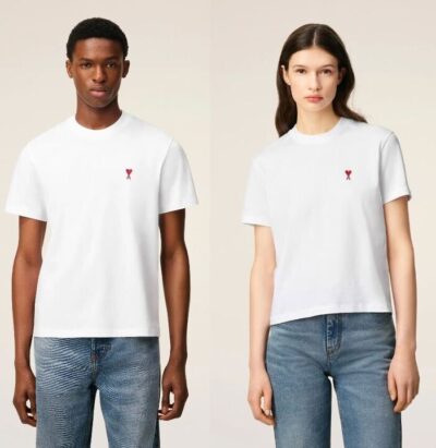 Ami paris BLACK COTTON AMI DE COEUR T-SHIRT