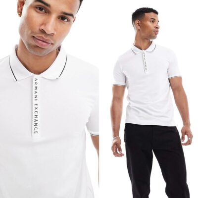 Armani Exchange Men's Tipped Logo Placket Polo Shirt