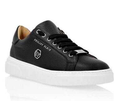 PHILIPP PLEIN Leather Lo-Top Sneakers Hexagon