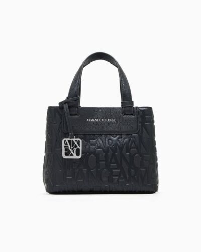 Armani Exchange Liz Monogram S Handbag in black synthetic leather