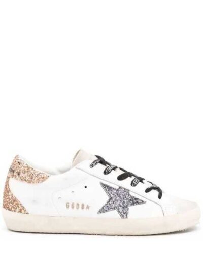 Golden Goose White silver gold Super-Star glittered sneaker