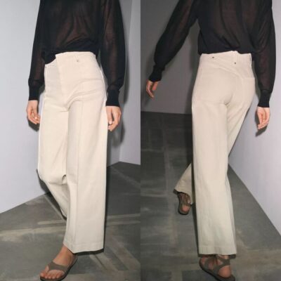 Zara JEANS ZW COLLECTION TAILORED WIDE LEG HIGH-WAIST