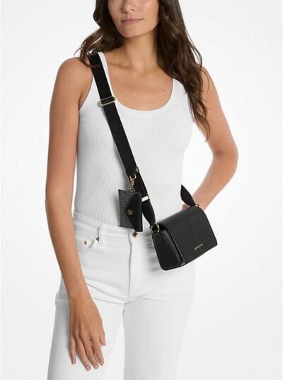 MICHAEL KORS Vincent Small Saffiano Leather Crossbody Bag with Signature Logo Card Case