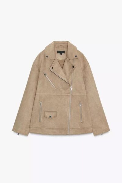 Zara FAUX SUEDE BIKER JACKET