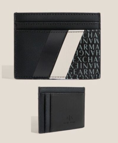 Armani Exchange Card holder with monogram and stripes