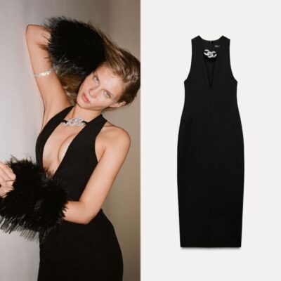 Zara JEWEL DETAIL STRETCH DRESS