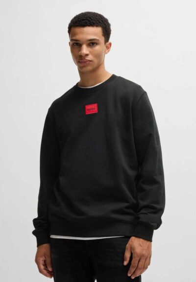 Hugo Regular Fit Cotton Fleece Sweatshirt with Logo Label