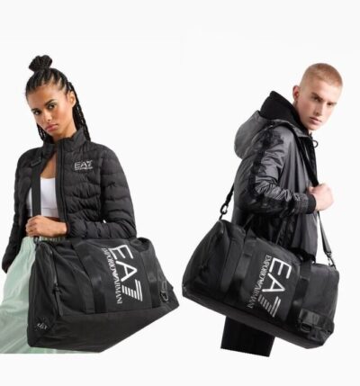 Emporio armani Duffel bag with maxi logo in technical fabric