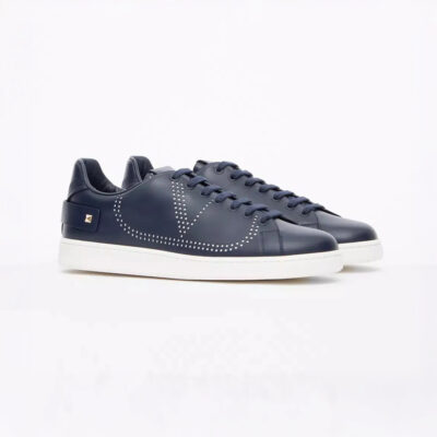 Valentino Backnet Logo Leather Sneaker navy