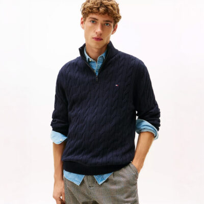 Tommy hilfiger Cable Knit Quarter-Zip Sweater