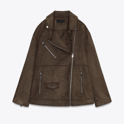 Zara FAUX SUEDE BIKER JACKET