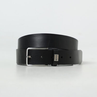 Boss Italian-leather belt with logo keeper