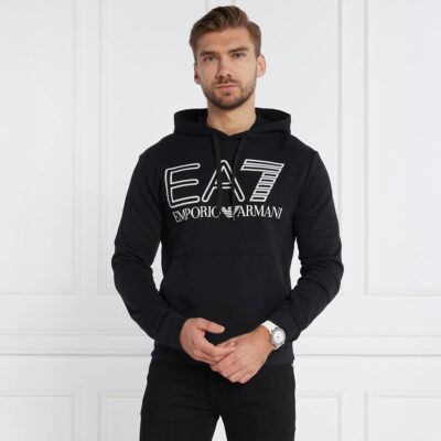 Emporio Armani Ea7 logo-print cotton hoodie