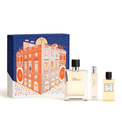 Hermes Terre d'Hermès Eau de Toilette Set 100ml with 15ml Travel Spray and 40ml Shower Gel