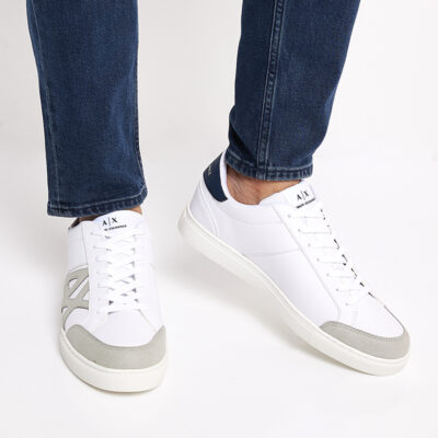 Armani Exchange Men's Suede Logo Low Top Court Sneaker